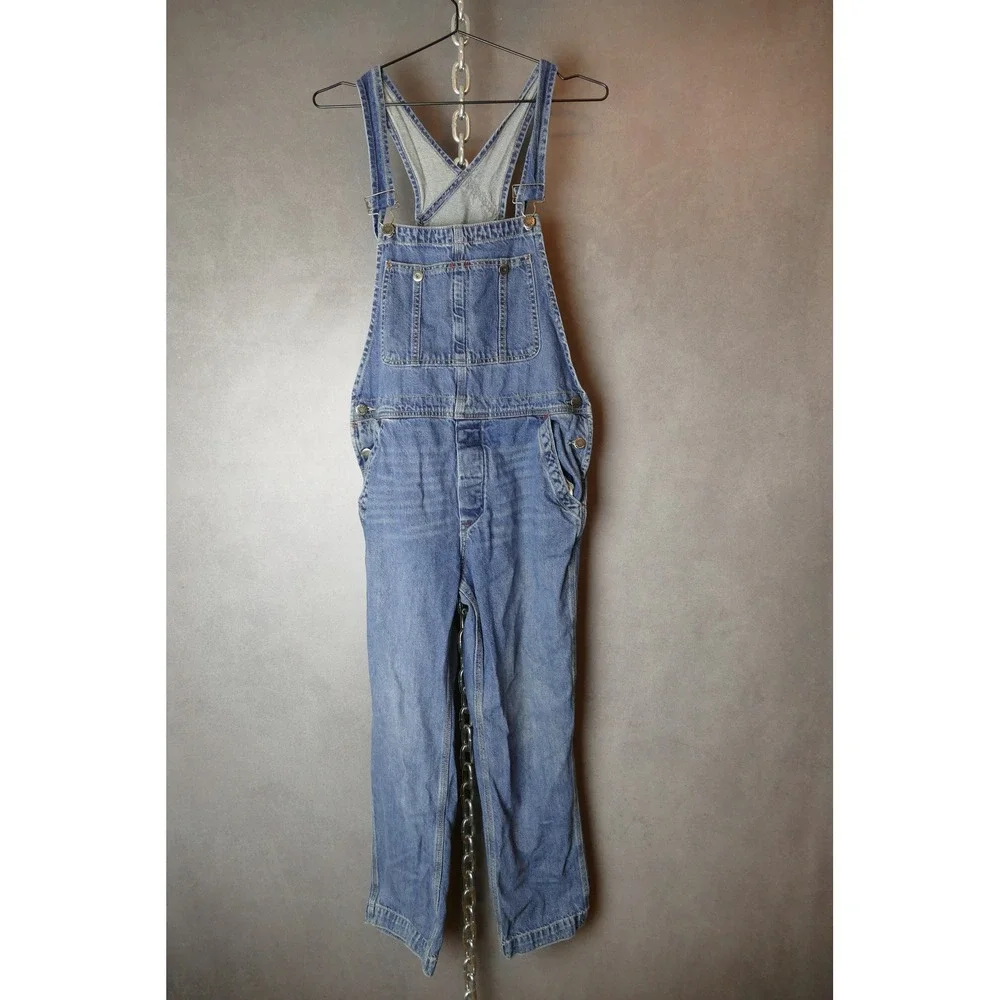 Free People‎ Denim Overalls Jumpsuit Blue Wash Cotton Women S